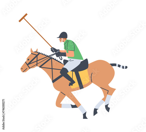 Polo player in action vector illustration