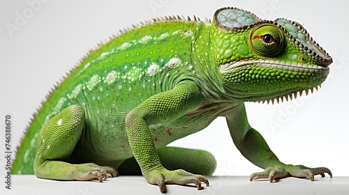 Chameleons, brightly colored animals that can change color according to their location, function as camouflage