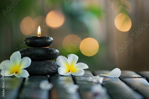 spa still life with stones and orchid