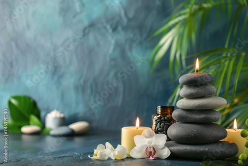 spa still life with candles and stones
