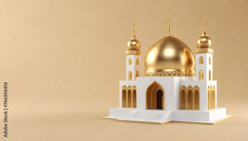 3d golden mosque on simple background 3d golden mosque on simple background