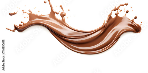 Melted Milk Chocolate wavy splash isolated on white background