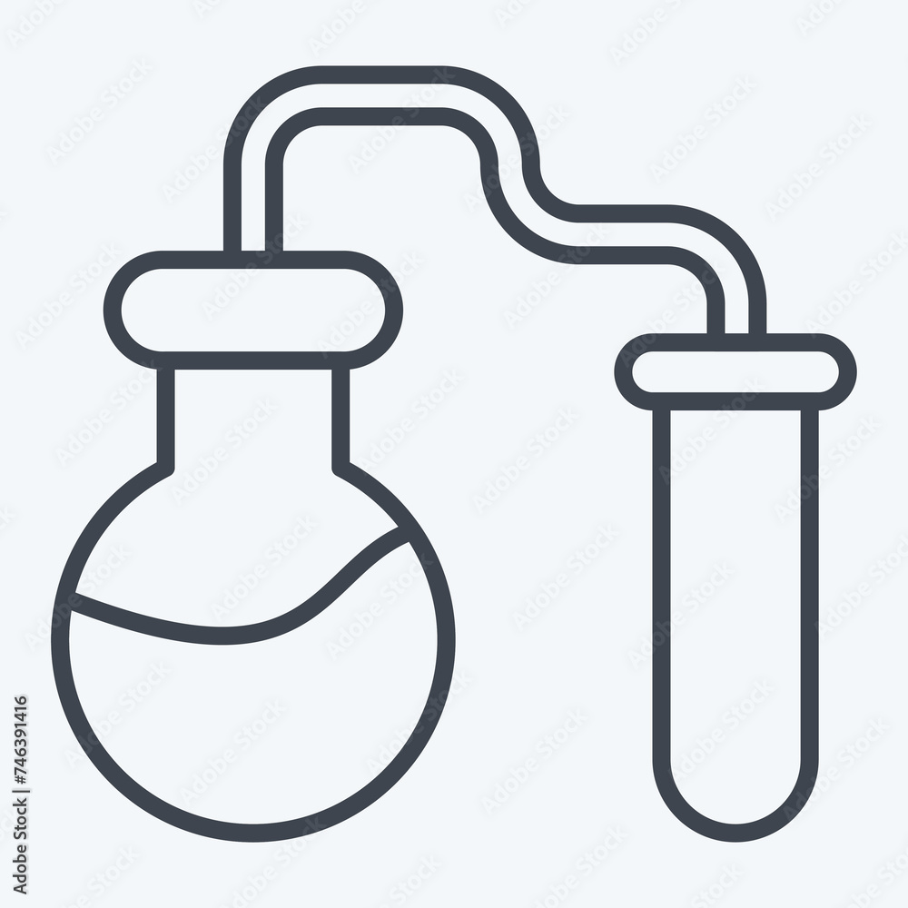 Icon Chemical Experiments. related to Biochemistry symbol. line style. simple design editable. simple illustration Icon Chemical Experiments. related to Biochemistry symbol. line style. simple design editable. simple illustration