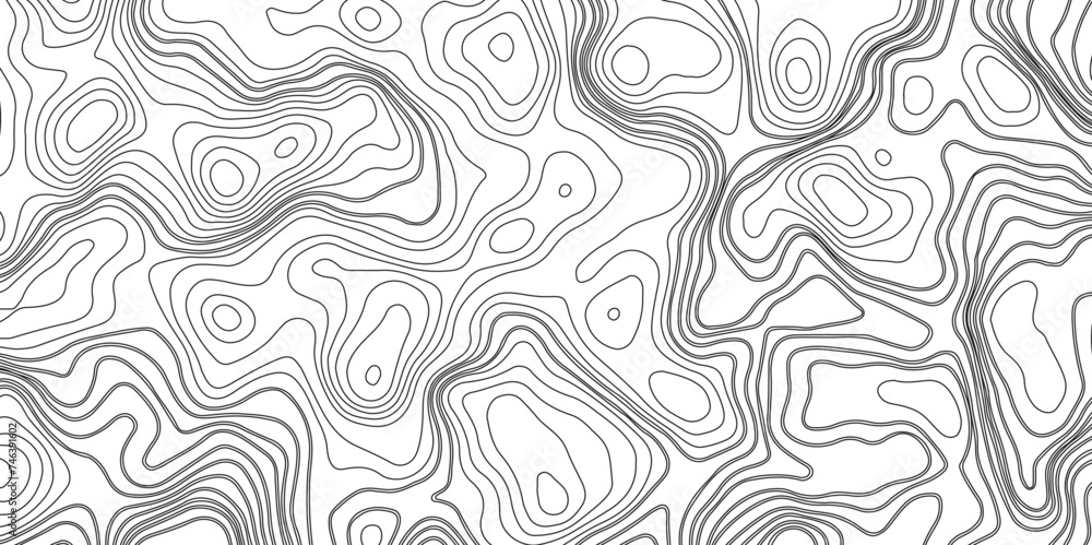 Map background with topographic contours and features. Land topography contour level line