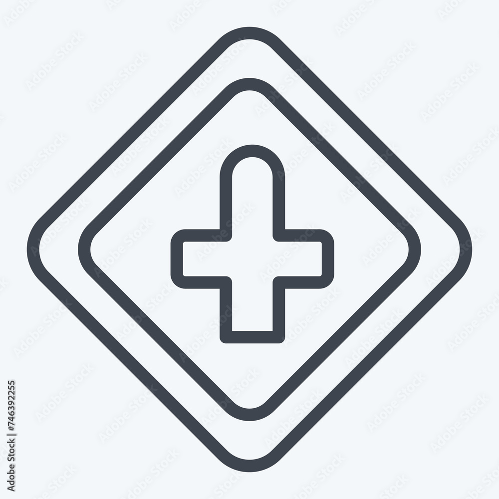 Fototapeta premium Icon Cross Roads Ahead. related to Road Sign symbol. line style. simple design editable. simple illustration