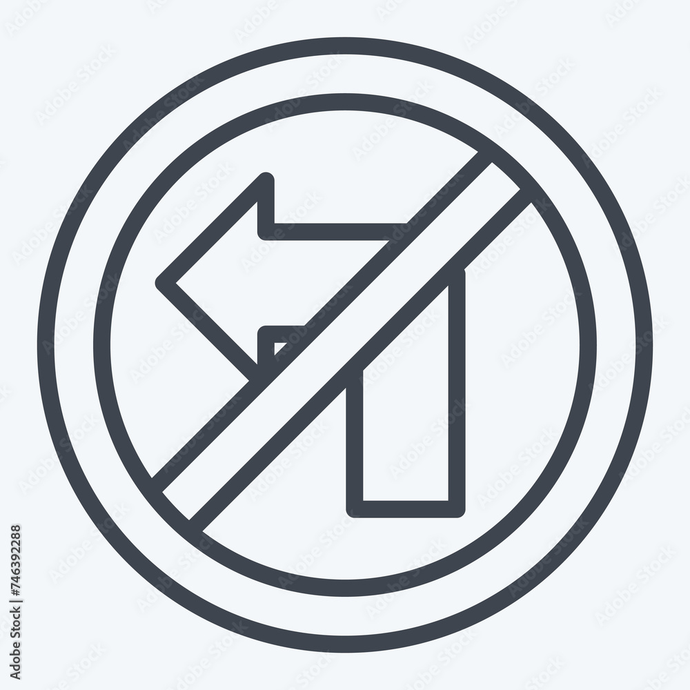 Icon No Left Turn. related to Road Sign symbol. line style. simple design editable. simple illustration Icon No Left Turn. related to Road Sign symbol. line style. simple design editable. simple illustration