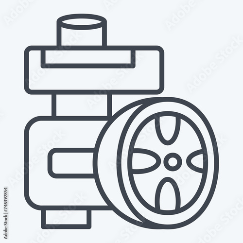 Icon Poer Steering Pump. related to Car Maintenance symbol. line style. simple design editable. simple illustration photo