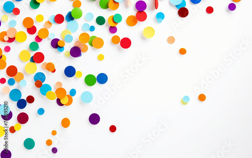Colorful Rainbow Confetti Scattered Isolated on White Background.