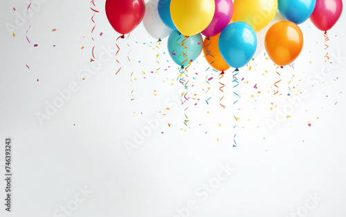 Confetti Balloons Ready to Burst for a Burst of Joy Isolated on White Background.
