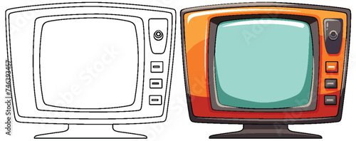 Two vintage TVs with colorful designs