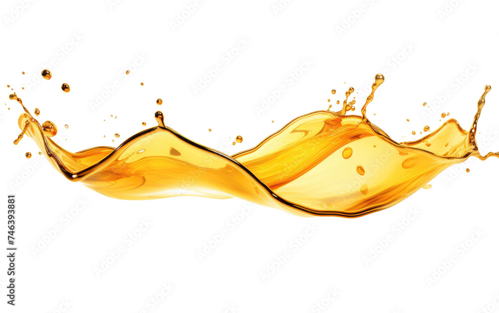 Fototapeta premium Orange Liquid Splashing. A vibrant splash of orange liquid creating a striking visual effect. The liquid appears to be in motion. on a White or Clear Surface PNG Transparent Background.