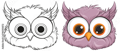 Wallpaper Mural Vector illustration of an owl, colored and line art. Torontodigital.ca