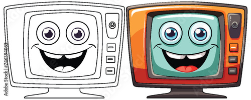 Two smiling animated TVs with vibrant colors