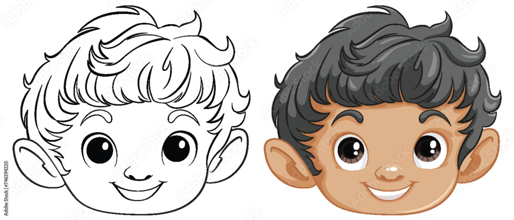 Two smiling boys with different hairstyles vector. Two smiling boys with different hairstyles vector.
