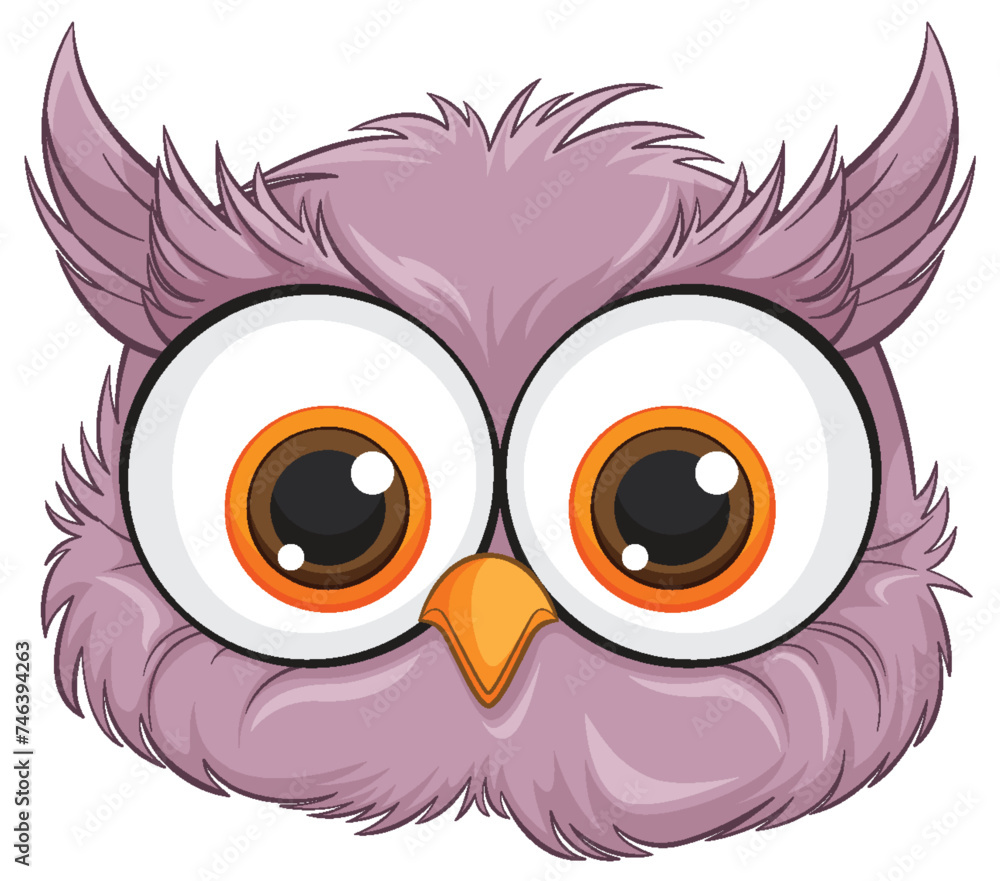 Adorable purple owl with oversized expressive eyes