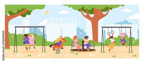 Park life with playground joy illustration, vector