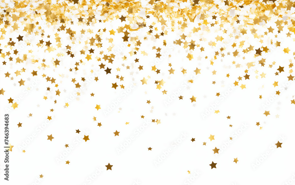 Star-Shaped Confetti Creating a Festive and Sparkling Scene Isolated on White Background.