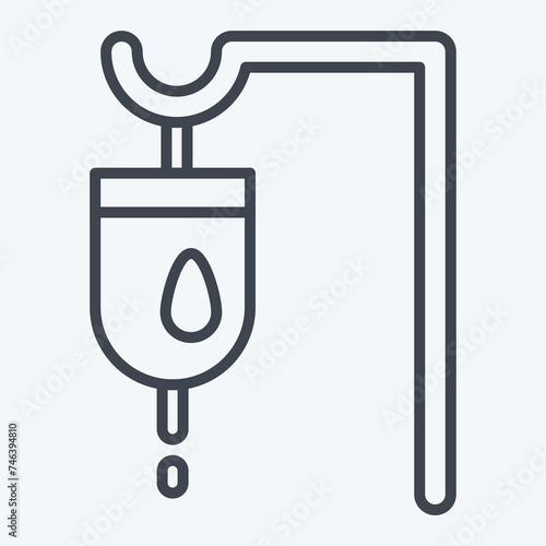 Icon Travenous Saline. related to World Cancer symbol. line style. simple design editable. simple illustration