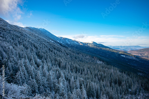 snow-covered and frozen Beskid Mountains