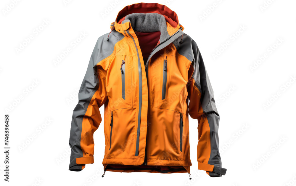 Orange and Grey Hooded Jacket. A photo showing an orange and grey jacket with a hood, perfect for cold weather. on a White or Clear Surface PNG Transparent Background. Orange and Grey Hooded Jacket. A photo showing an orange and grey jacket with a hood, perfect for cold weather. on a White or Clear Surface PNG Transparent Background.