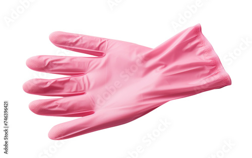 Pink Glove. The glove appears to be unused and in pristine condition, adding a sense of cleanliness and simplicity to the composition. on a White or Clear Surface PNG Transparent Background. © Usama