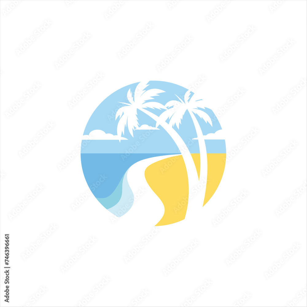 Beach Logo and Summer logo template vector illustration, Template for logo on the theme of tourism with a palm trees.