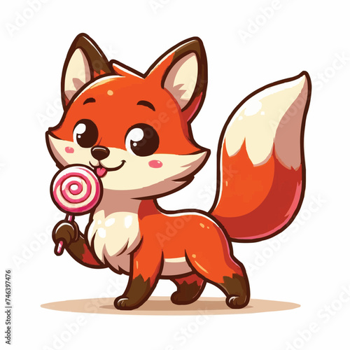 Cute fox vector on white background 