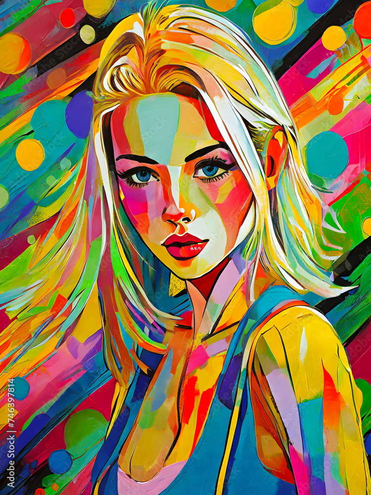 Fototapeta premium Colourful PopArt Illustration Of A Female Model