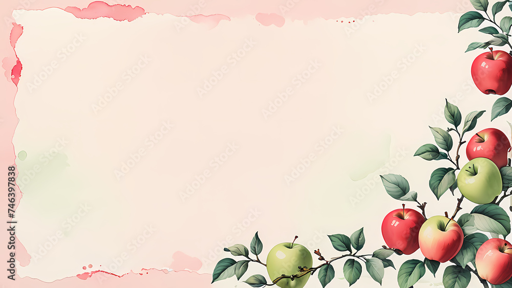Fototapeta premium background with apples and leaves