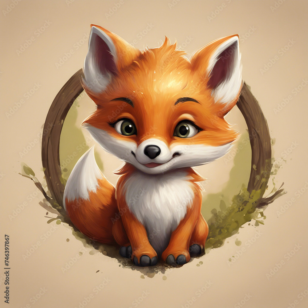 Obraz premium red fox cartoon