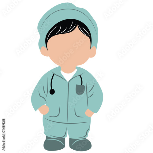 cute cartoon doctor boy ai generative