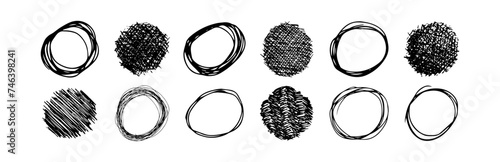 Hand drawn scribble circles