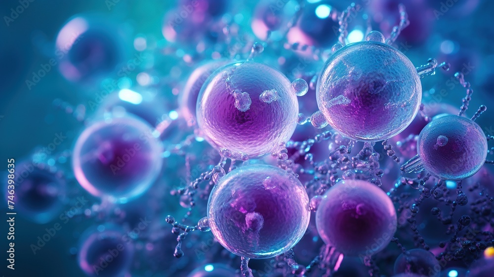 Violet cells with a blue reflection. Violet cells with a blue reflection.