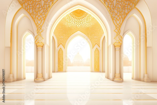 Islamic mockup background with Arabic ornaments copy space for text Generative AI