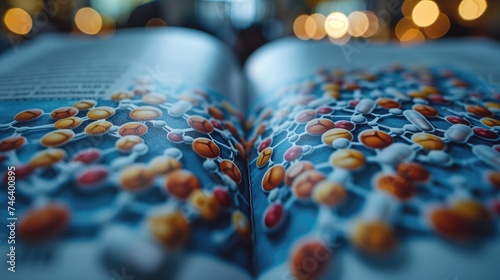  medical textbook includes detailed molecule structure illustrations to accompany explanations of drug mechanisms, molecular pathways, and biological processes, aiding students photo
