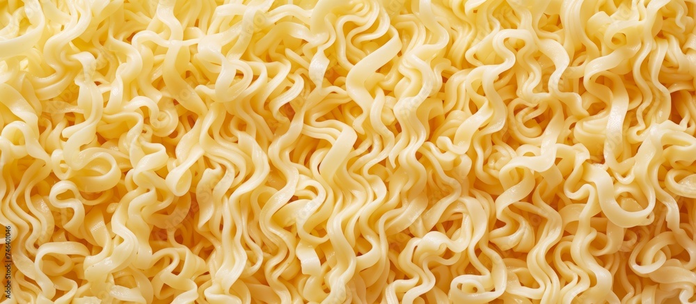 A delicious pile of freshly cooked noodles in a white bowl on a wooden table A delicious pile of freshly cooked noodles in a white bowl on a wooden table
