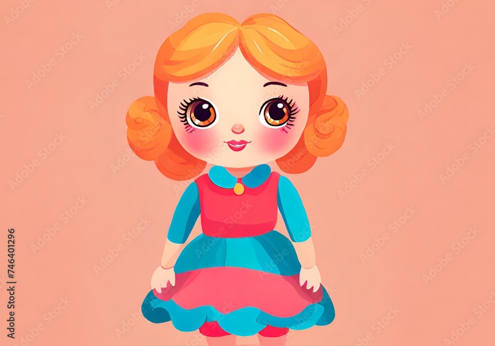 Cut anime doll with colorful background photo Cut anime doll with colorful background photo