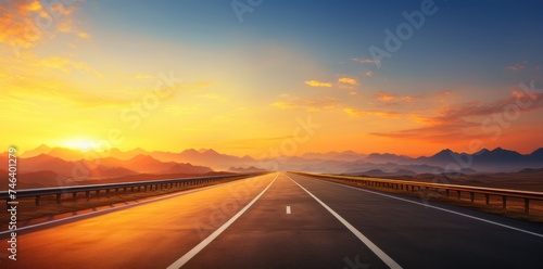 Asphalt highway road and mountain natural at sunrise