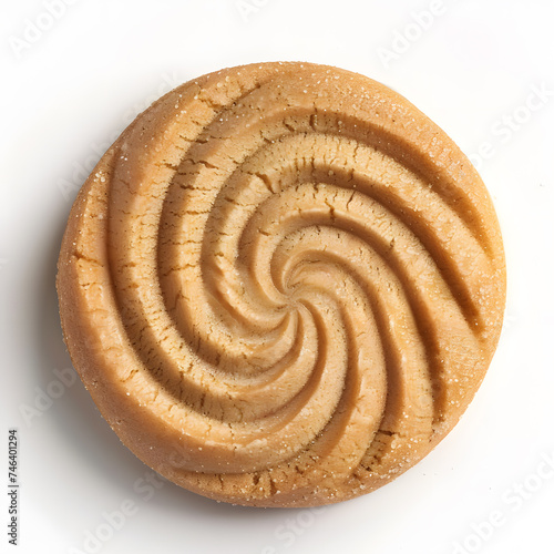 Single cookie top view isolated on white background