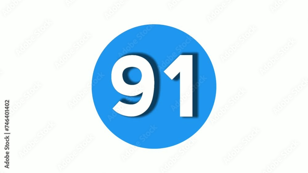 Number 91 sign symbol simple animation motion graphics icon on blue circle white background,cartoon video number for video elements Number 91 sign symbol simple animation motion graphics icon on blue circle white background,cartoon video number for video elements