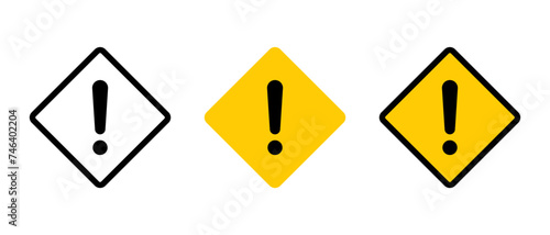 Warning sign icon vector. Exclamation mark symbol on square. Road symbol