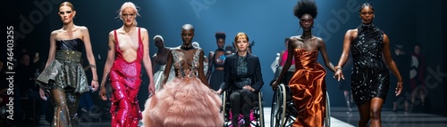 Accessible fashion show runway models with disabilities diversity and glamour photo