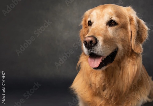 Close-up of super cute golden retriever dog -  most popular and friendly intelligent breed with luscious golden coat and gentle temperament - super cute pet for dog lovers