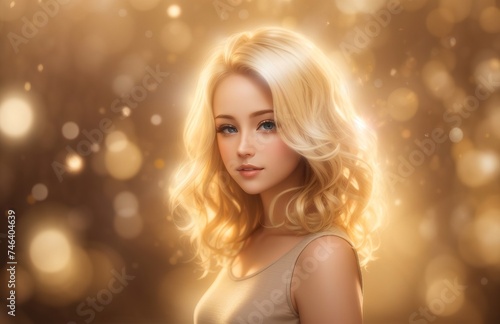 Woman blonde with shiny hair texture background