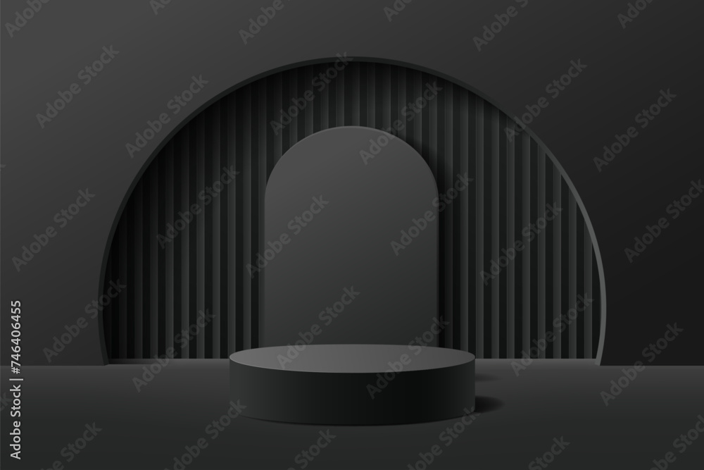 Abstract black background with cylinder podium for displaying products Abstract black background with cylinder podium for displaying products