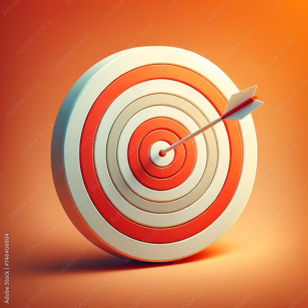 Arrow perfectly hitting the bullseye on a red and white target, symbolizing precision, accuracy, success, and goal achievement. Ideal for concepts of business success, leadership and reaching goals. Arrow perfectly hitting the bullseye on a red and white target, symbolizing precision, accuracy, success, and goal achievement. Ideal for concepts of business success, leadership and reaching goals.