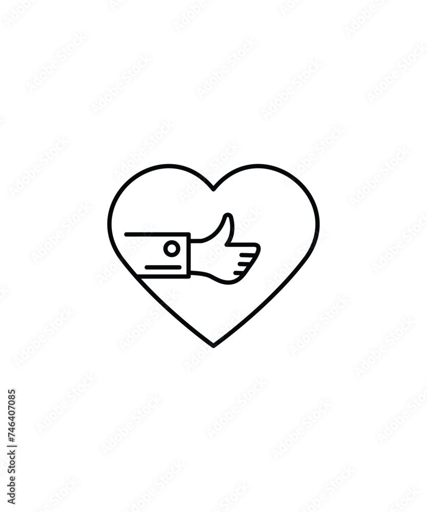 Fototapeta premium heart with like icon, vector best line icon.