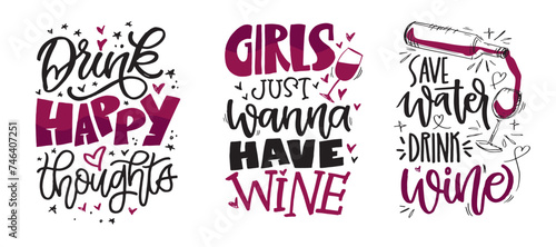 Lettering Hand drawn doodle postcard about wine. Wine lover. Mom wine culture. T-shirt design. Tee design ,mug print, print art. 100% vector file