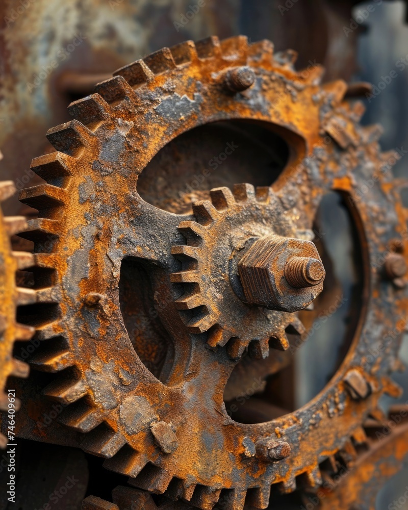 Antique Metal Gears: A Retro Rustic Background for Industrial Design Antique Metal Gears: A Retro Rustic Background for Industrial Design