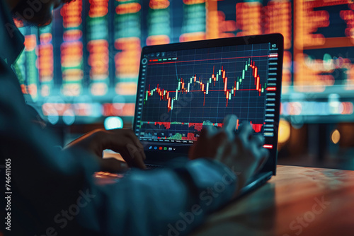 closeup of people cheering for the stock prices and chart showing inclining on big glass screens, at the stock market office